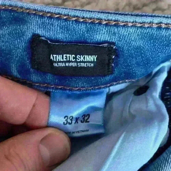 Express Athletic Skinny Jeans Medium Blue Stretch 33x32 - Picture 3 of 3